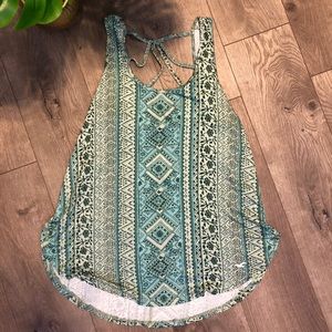 Hollister • Circle Tank • Green Tribal Print